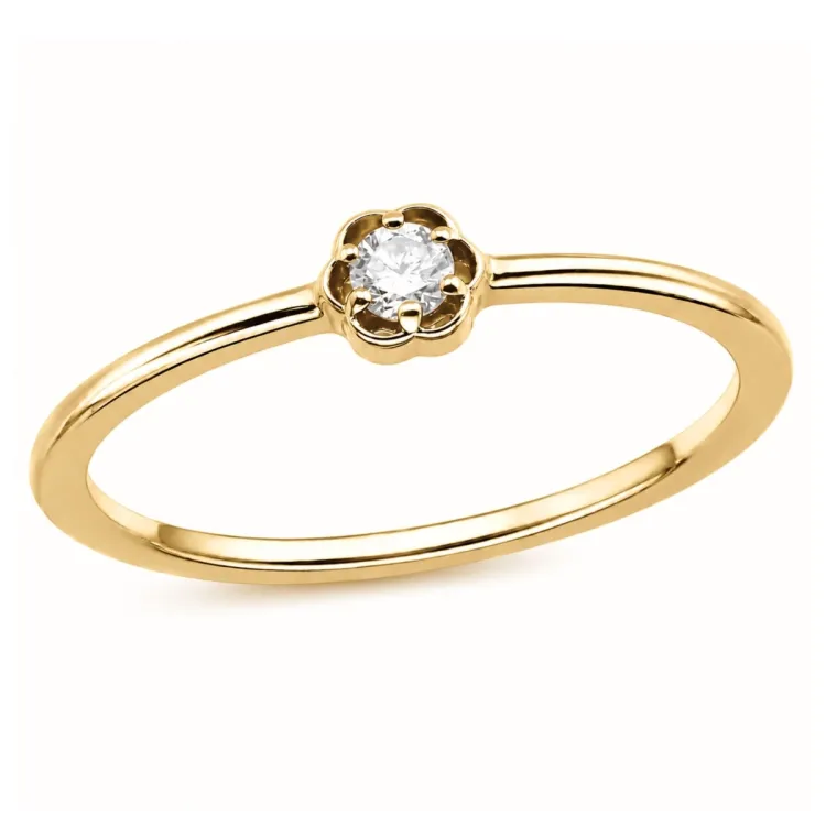 blommor lab grown diamant ring i förgyllt silver