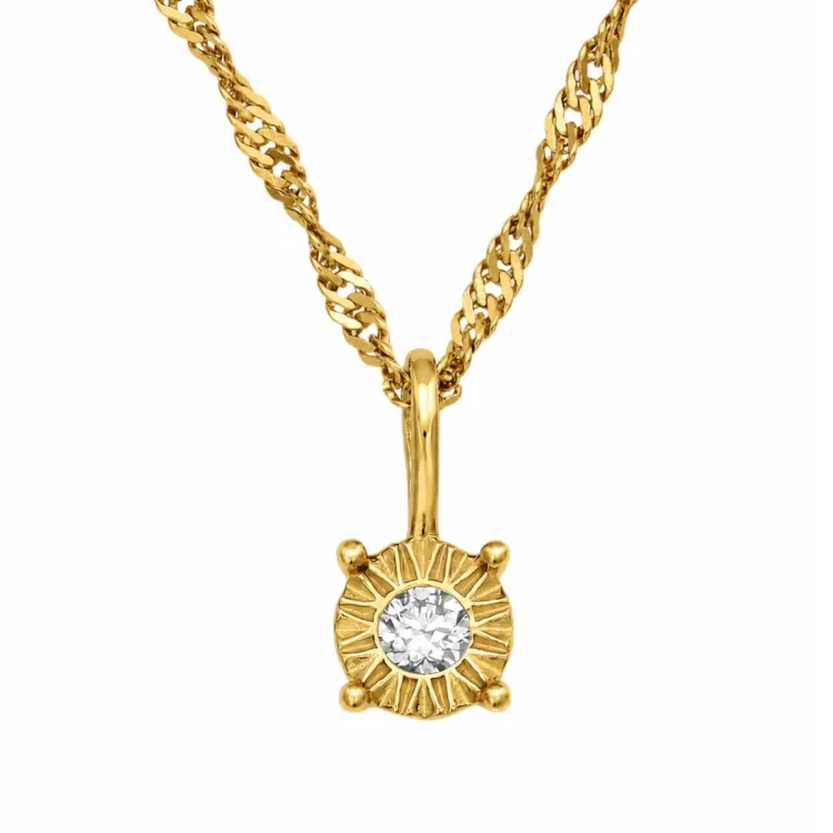 45 cm halsband med hängen i förgyllt silver 0,035 ct