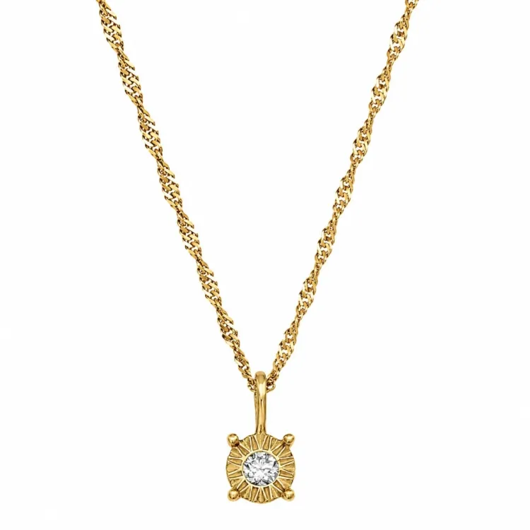 45 cm halsband med hängen i förgyllt silver 0,035 ct
