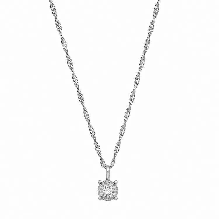 45 cm halsband med hängen i silver 0,035 ct
