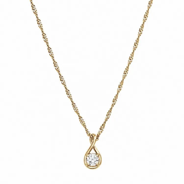 45 cm halsband med hängen i förgyllt silver 0,062 ct