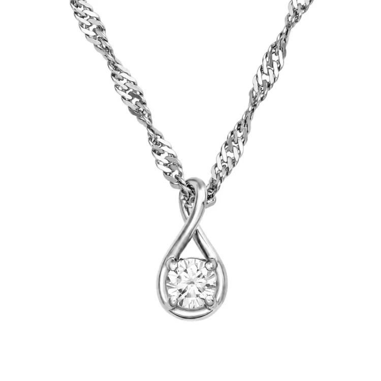 45 cm halsband med hängen i silver 0,062 ct
