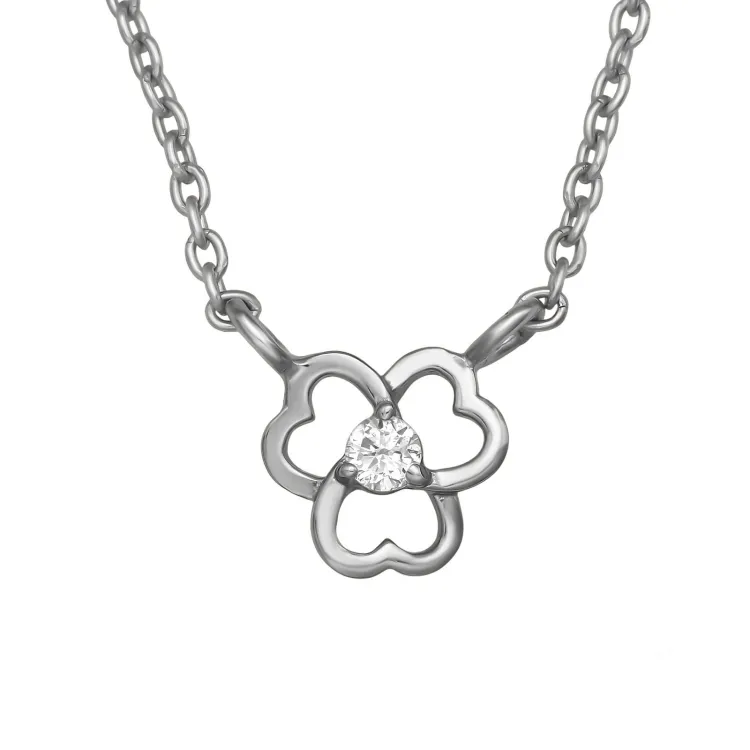 45 cm halsband med hängen i silver 0,035 ct