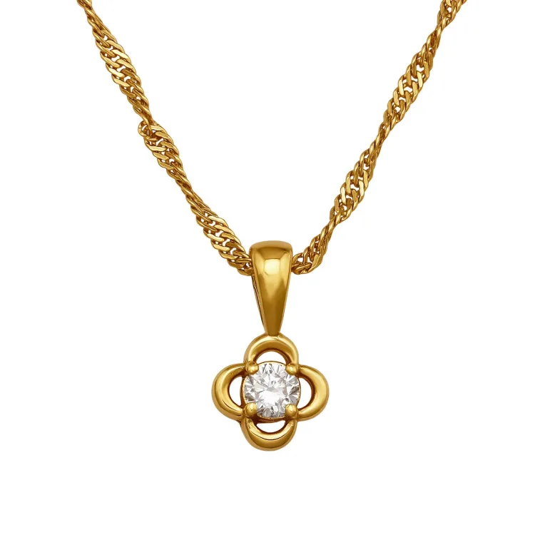 45 cm halsband med lab grown diamant hängen i förgyllt silver 0,062 ct