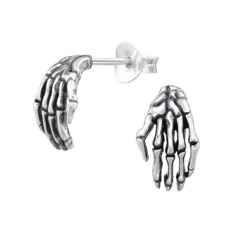 skeletthand örhängen i silver - Little Ones