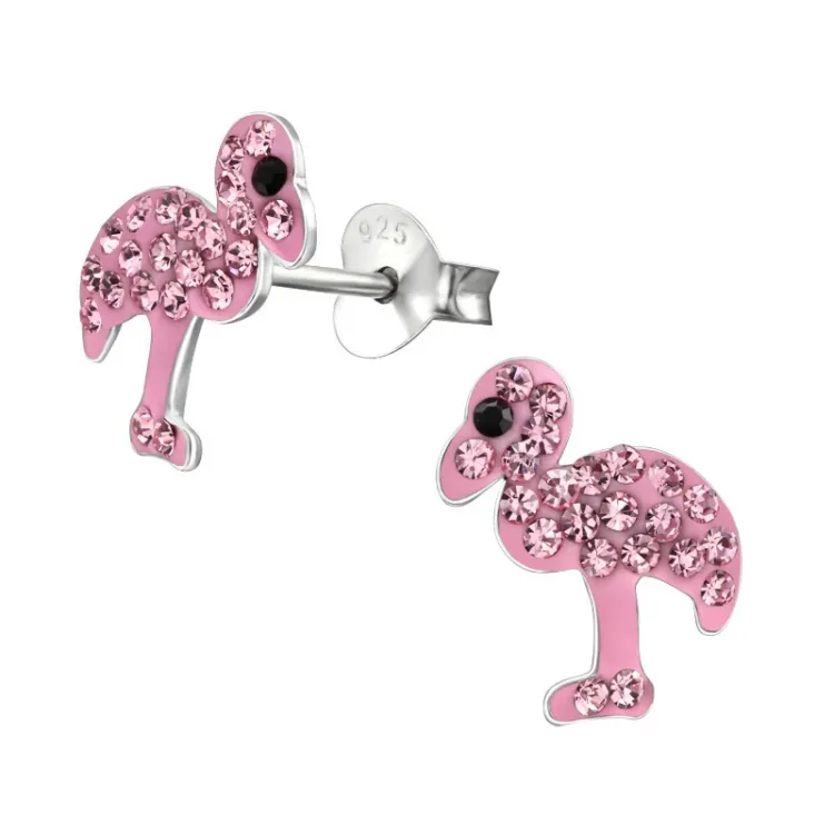 flamingo örhängen i silver - Little Ones