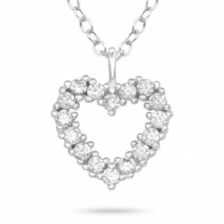 hjärta zirkon halsband i silver med hängen i silver