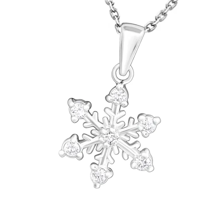 snöflinga zirkon halsband i silver med hängen i silver - Little Ones