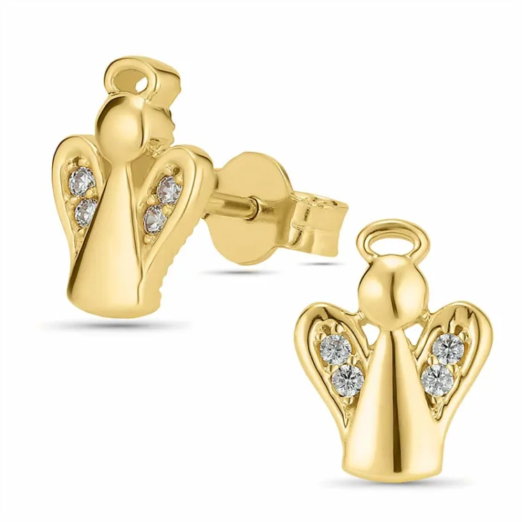 ängel zirkon örhängestift i 9 karat guld med zirkon - Gold Collection