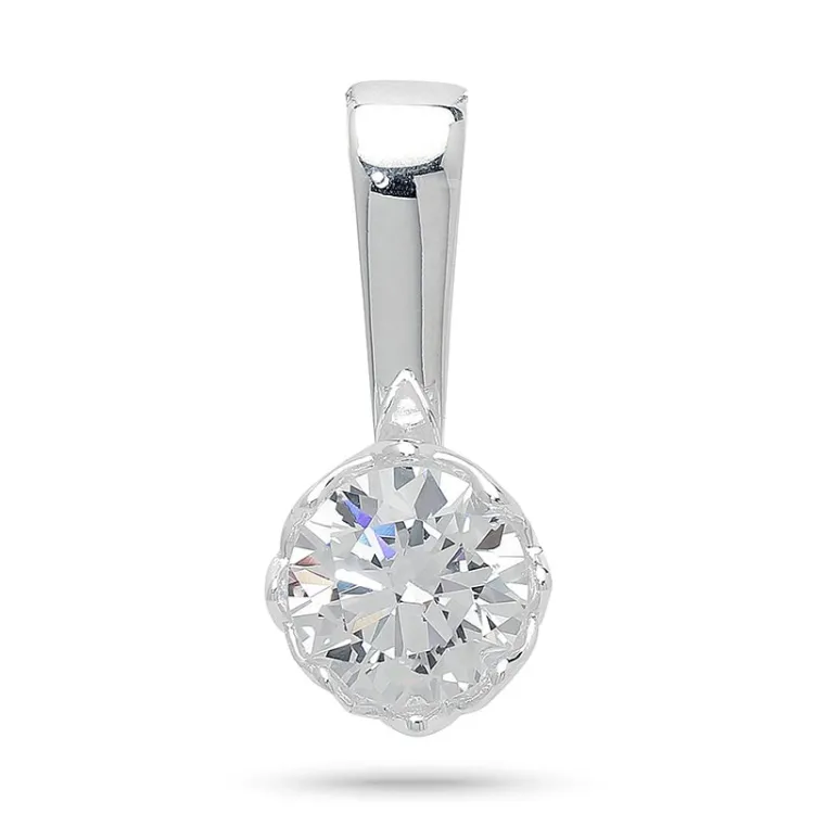 Elegant runt vit zirkon hängen i silver