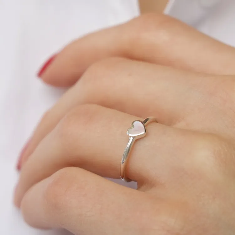hjärtan månsten ring i silver