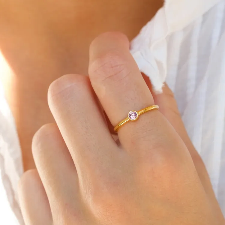 kristal ring i förgyllt silver