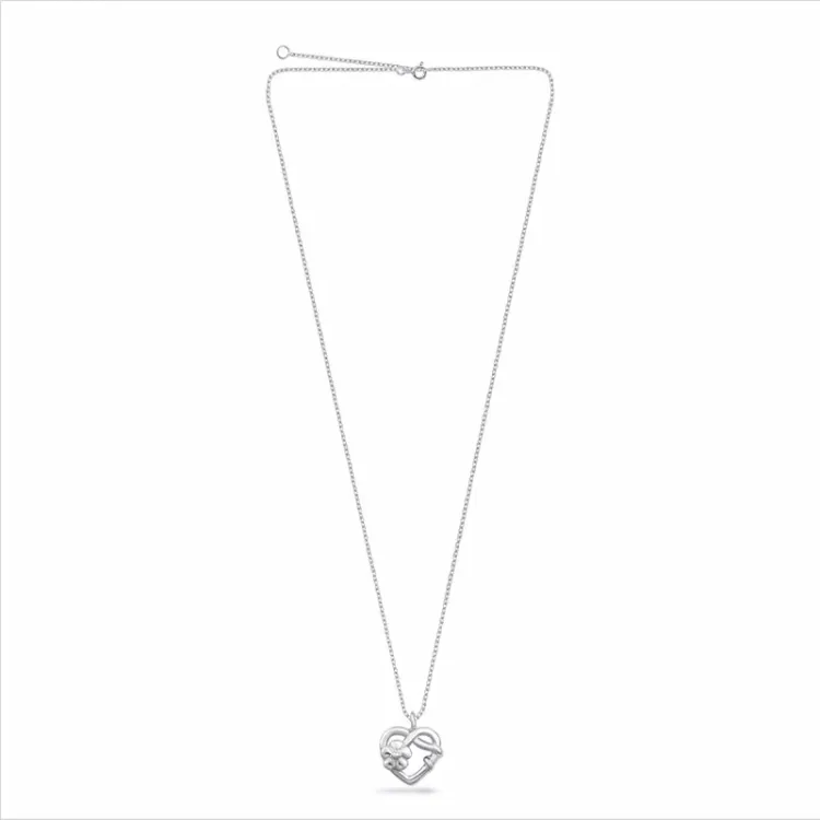 hjärta blommor halsband i silver med hängen i silver