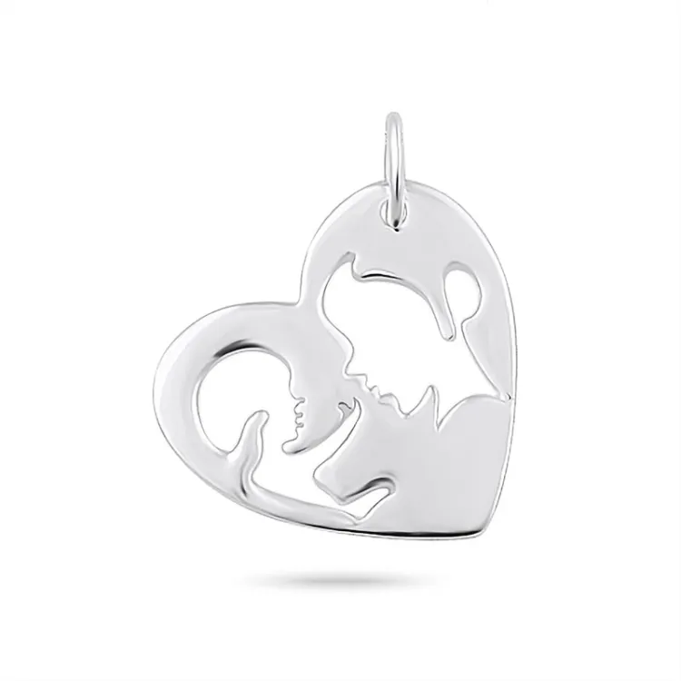 hjärta mor och barn hängen i silver