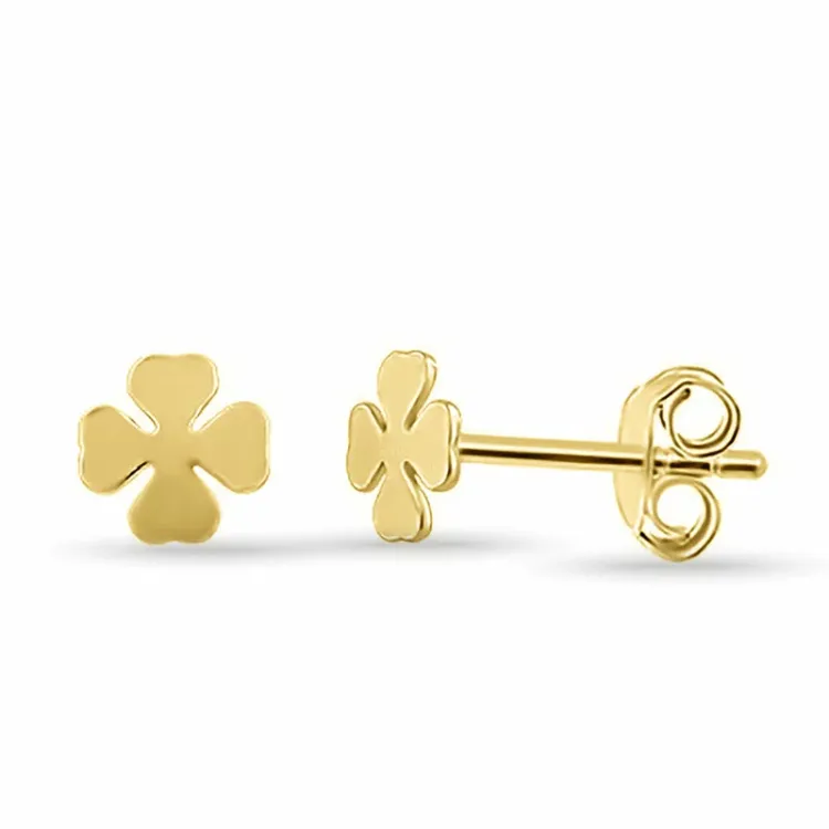fyrklöver örhängestift i förgyllt silver