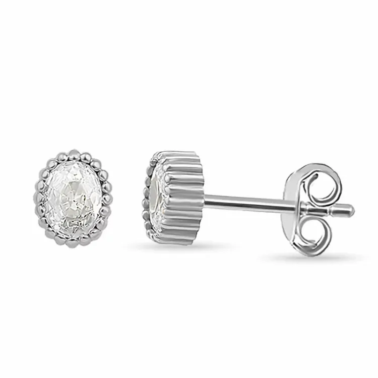 zirkon örhängestift i silver