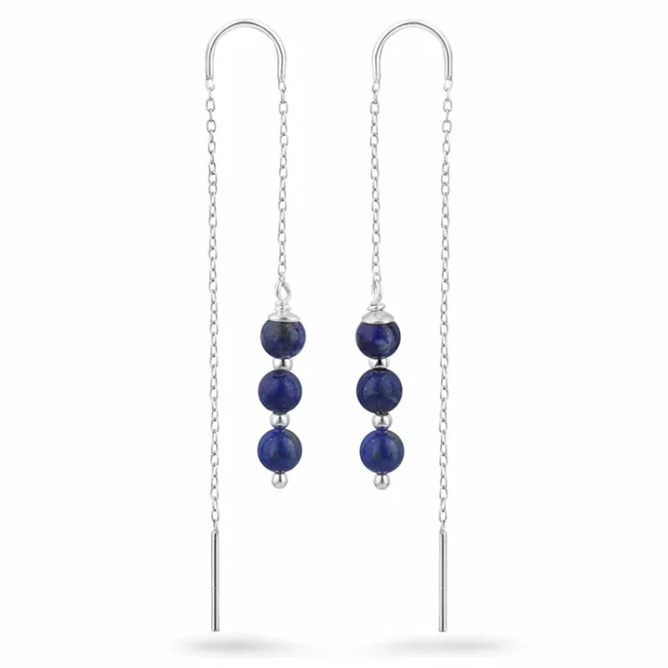 lapis lazuli kedja örhängen i silver - Loom Stones