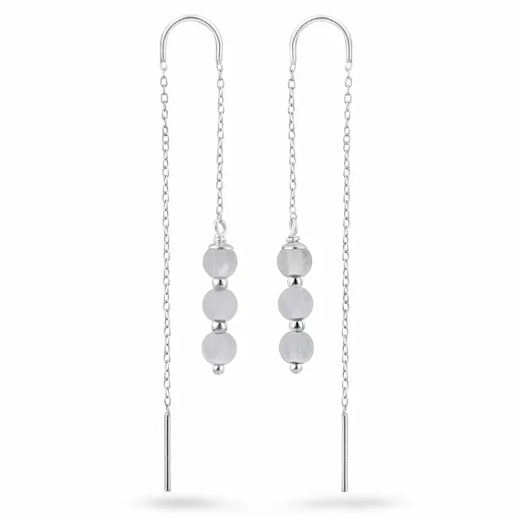 månsten kedja örhängen i silver - Loom Stones