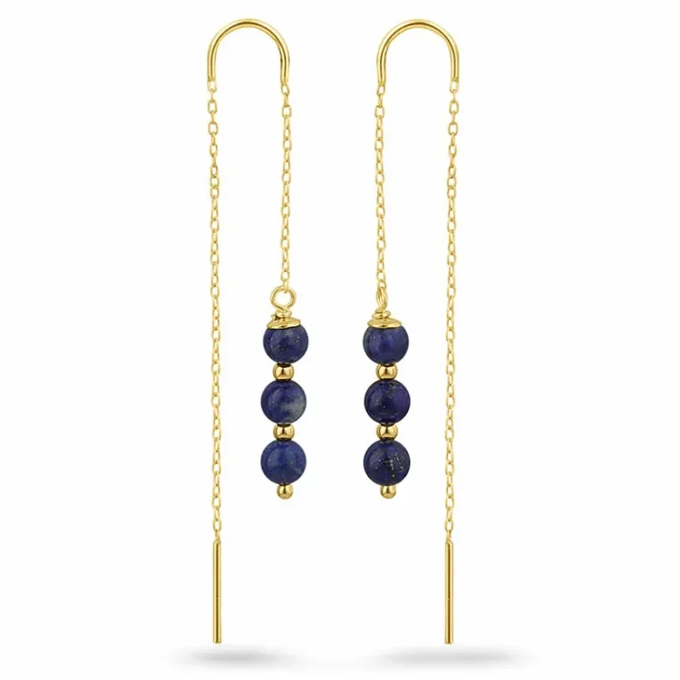 lapis lazuli kedja örhängen i förgyllt silver - Loom Stones