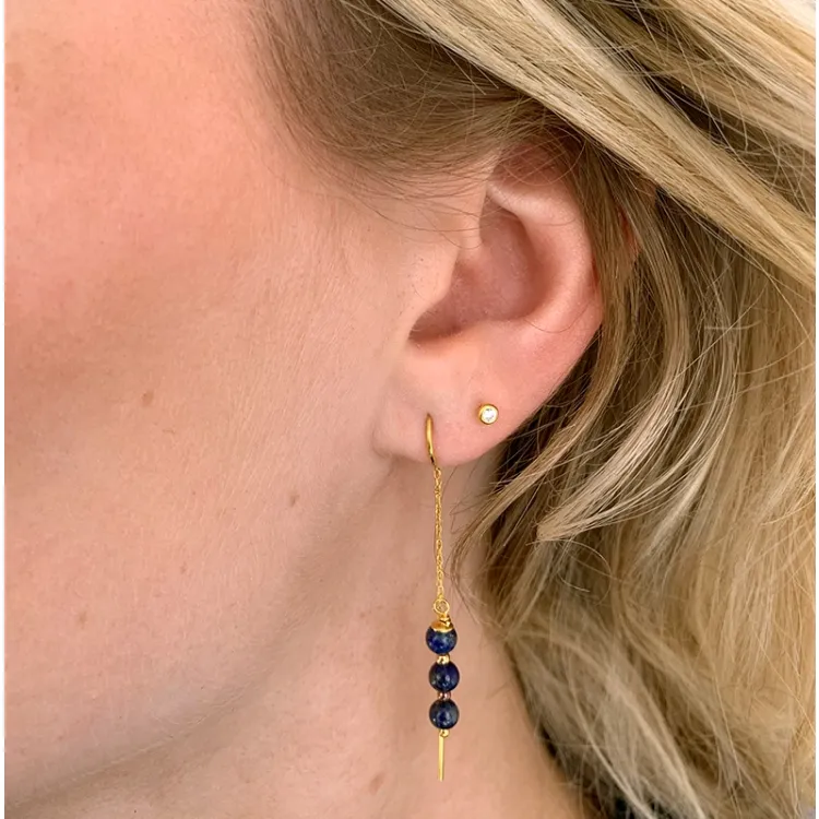 lapis lazuli kedja örhängen i förgyllt silver - Loom Stones