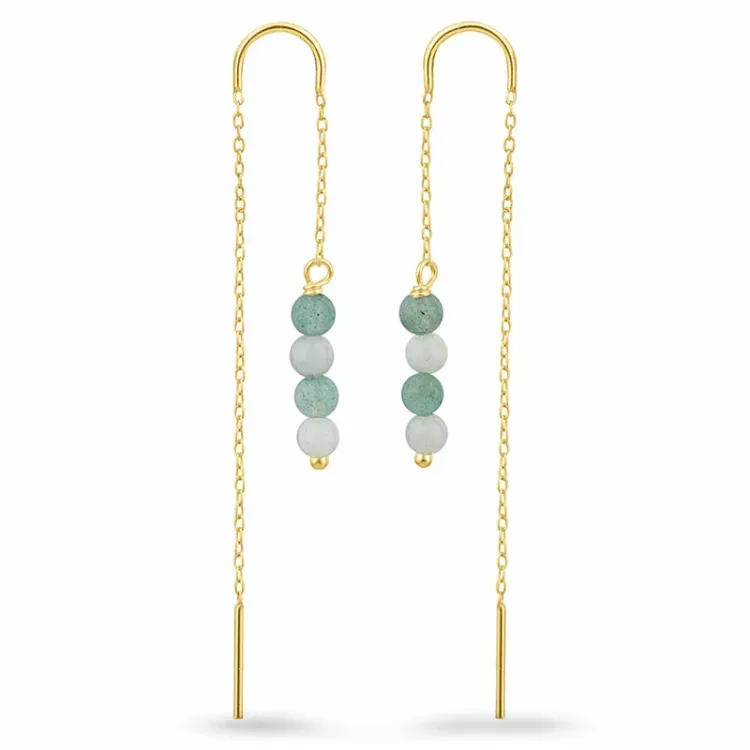 amazonit kedja örhängen i förgyllt silver - Loom Stones