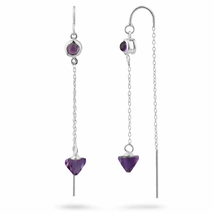 ametist kedja örhängen i silver - Loom Stones