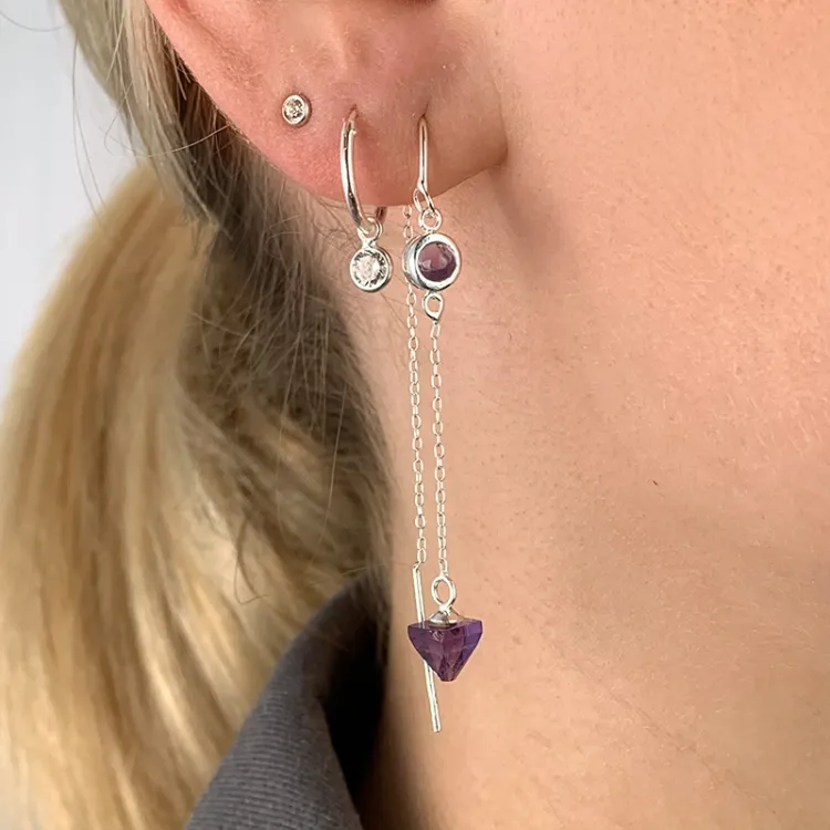 ametist kedja örhängen i silver - Loom Stones