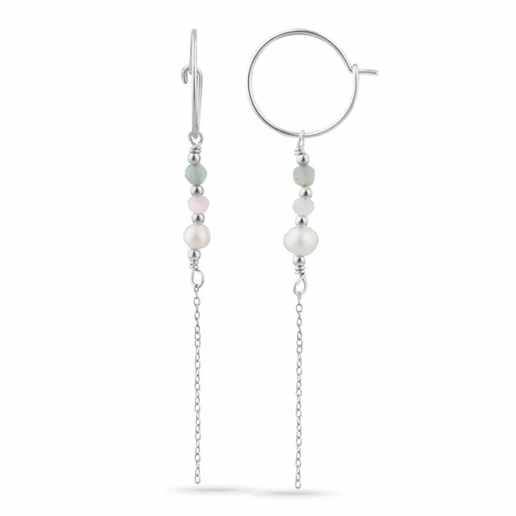 gröna agat kedja örhängen i silver - Loom Stones