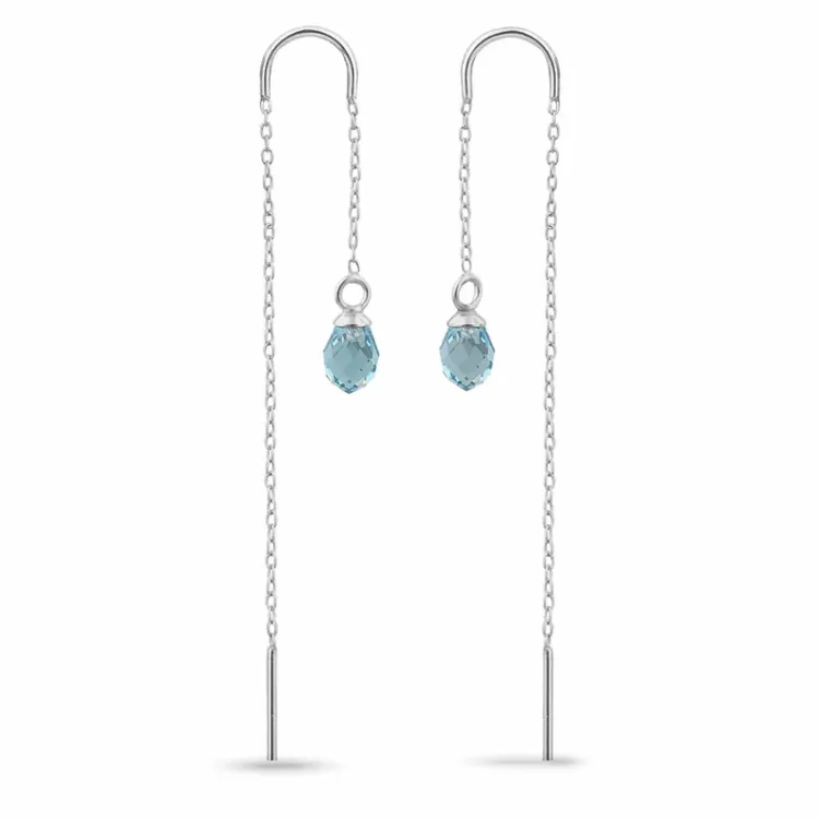 blå topas glas kedja örhängen i silver - Loom Stones