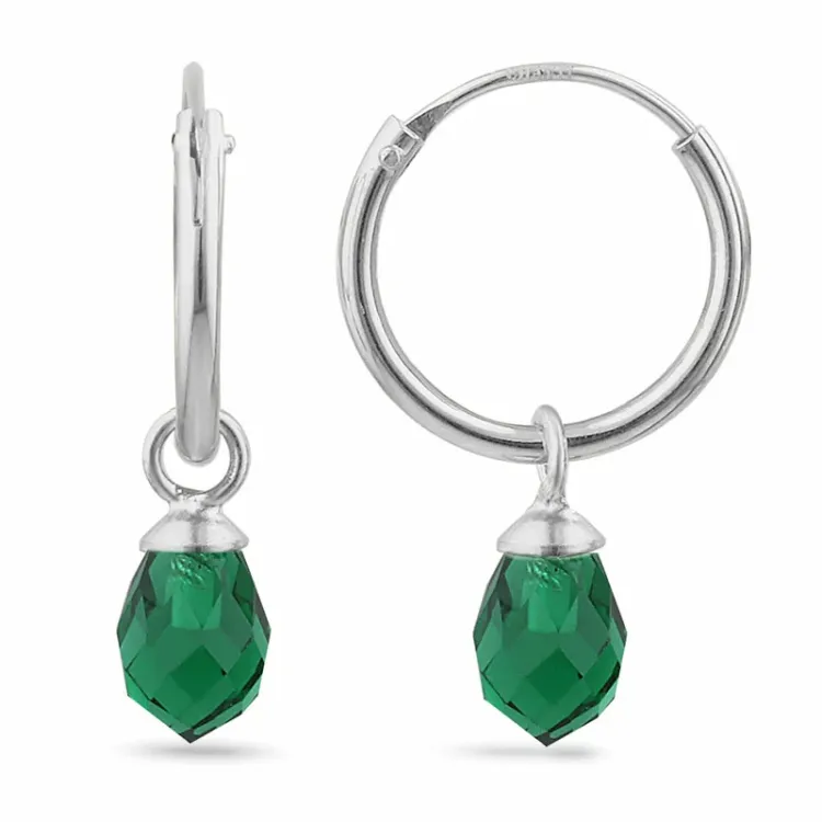 12 mm smaragd glas creol i silver - Loom Stones