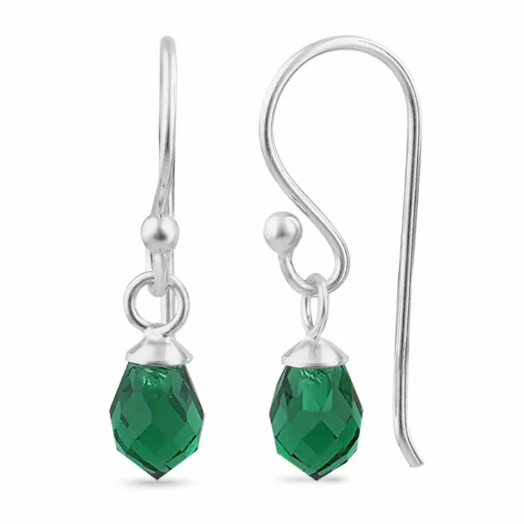 smaragd glas ear lines i silver - Loom Stones