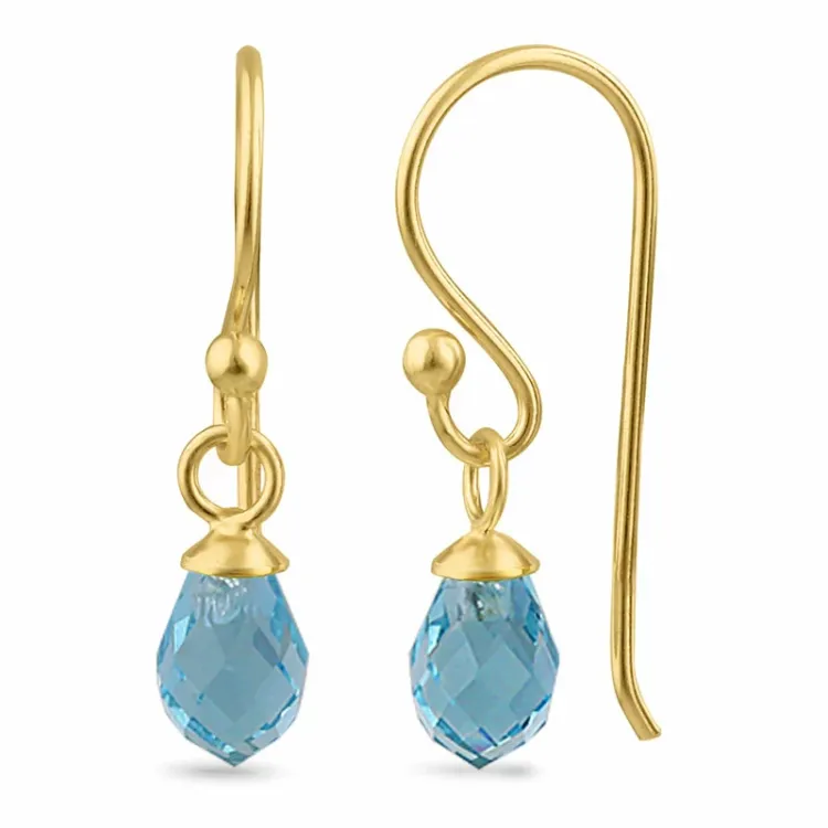 blå topas glas ear lines i förgyllt silver - Loom Stones