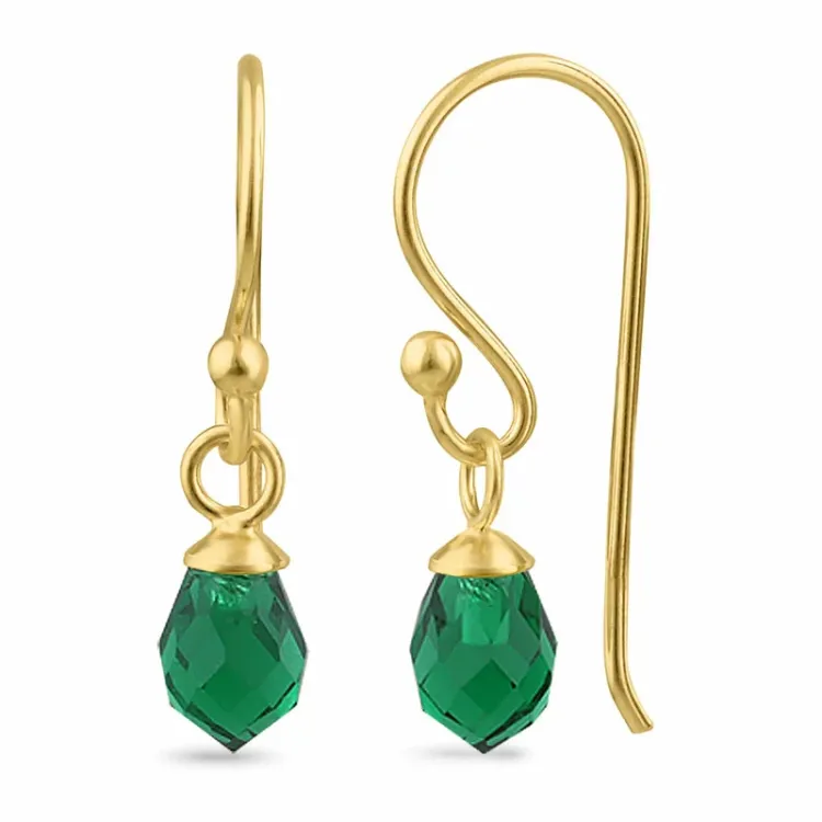 smaragd glas ear lines i förgyllt silver - Loom Stones