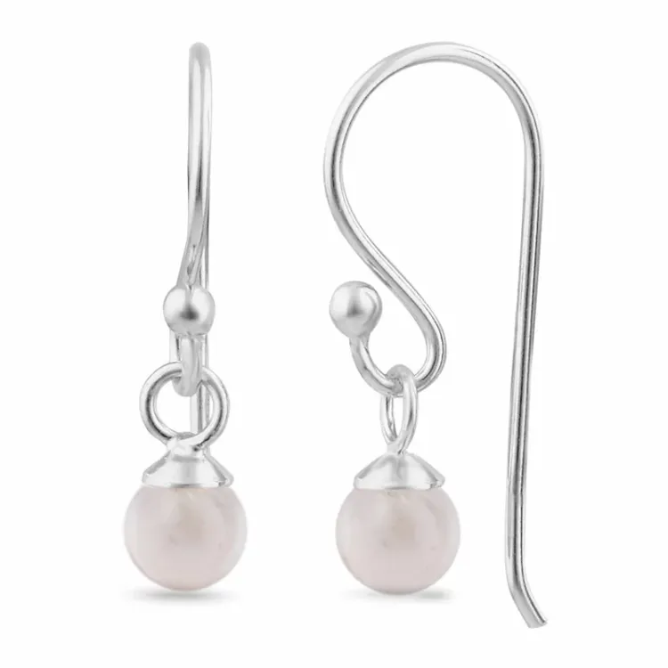 rosa kvarts ear lines i silver - Loom Stones
