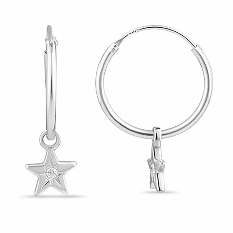 13 mm stjärna zirkon creol i silver
