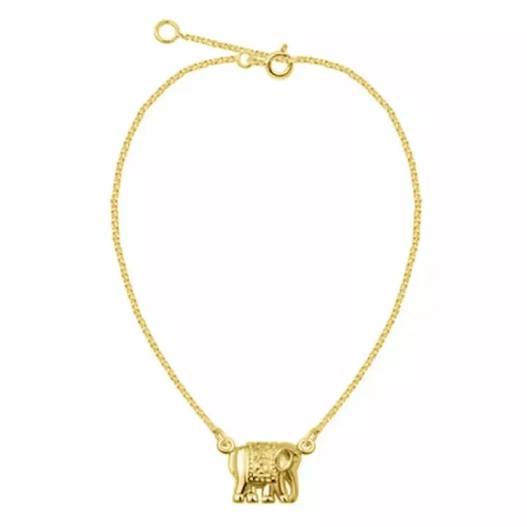 armband i förgyllt silver med elefant i förgyllt silver