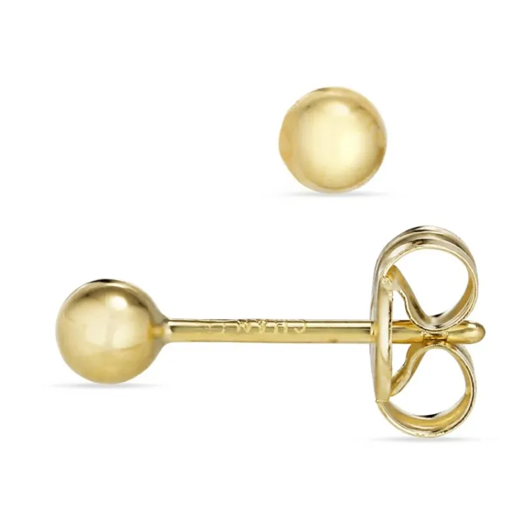 3 mm kula örhängestift i 9 karat guld - Gold Collection