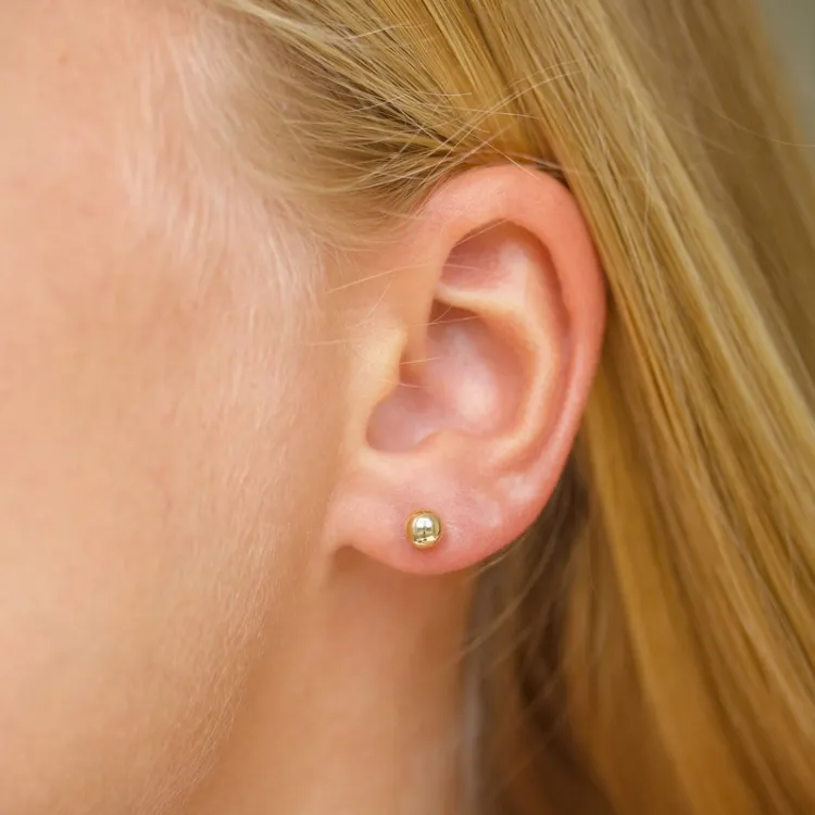5 mm kula örhängestift i 9 karat guld - Gold Collection