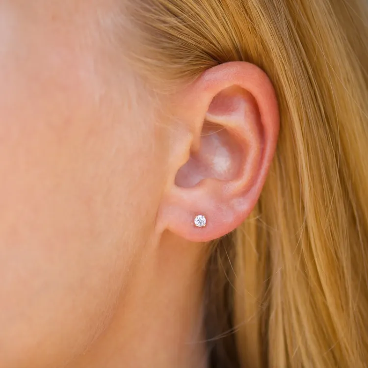 1/2 par 3 mm örhängen i 9 karat guld med zirkon - Gold Collection