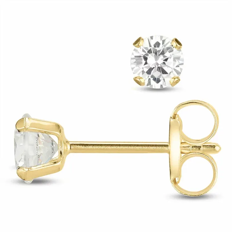 4 mm örhängestift i 9 karat guld med zirkon - Gold Collection
