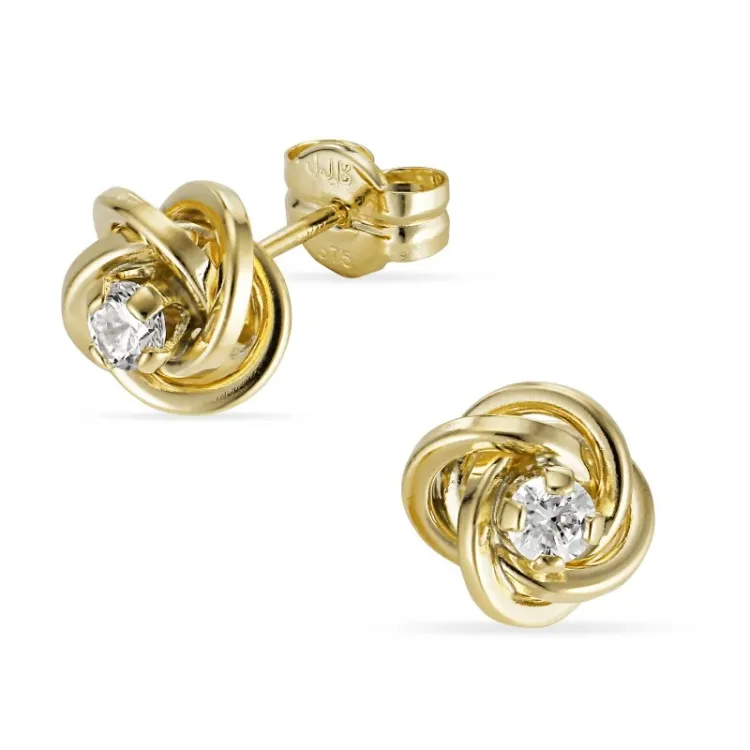 7,5-8 mm örhängen i 9 karat guld med zirkon - Gold Collection