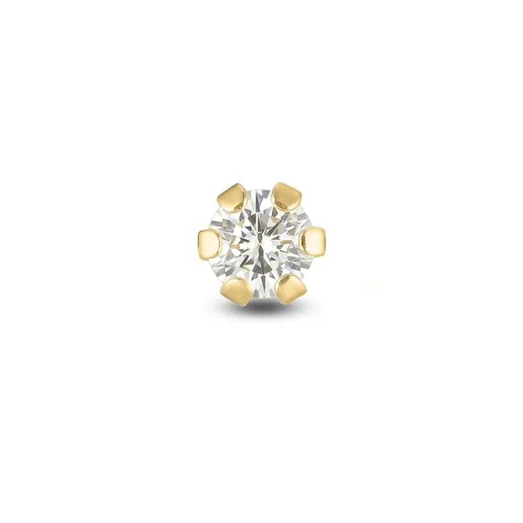 1/2 par 3 mm örhängen i 9 karat guld med zirkon - Gold Collection