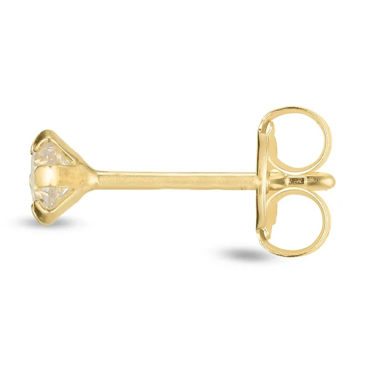 1/2 par 3 mm örhängen i 9 karat guld med zirkon - Gold Collection