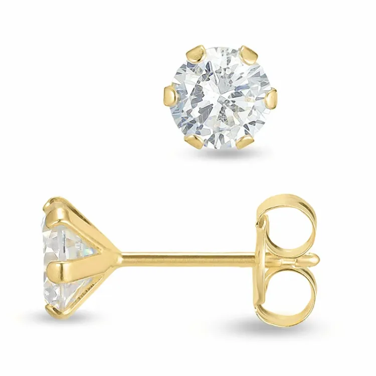5 mm örhängestift i 9 karat guld med zirkon - Gold Collection