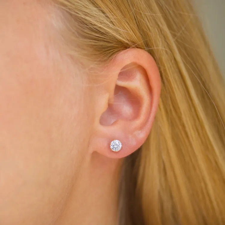 5 mm örhängestift i 9 karat guld med zirkon - Gold Collection