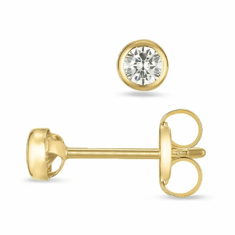 3 mm örhängestift i 9 karat guld med zirkon - Gold Collection
