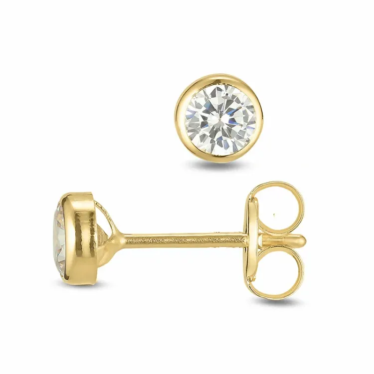 4 mm örhängestift i 9 karat guld med zirkon - Gold Collection