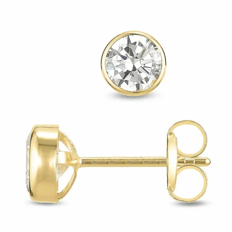 5 mm örhängestift i 9 karat guld med zirkon - Gold Collection