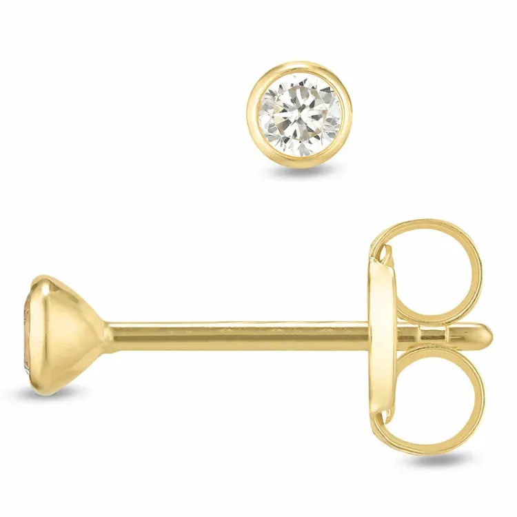 2,5 mm örhängestift i 9 karat guld med zirkon - Gold Collection