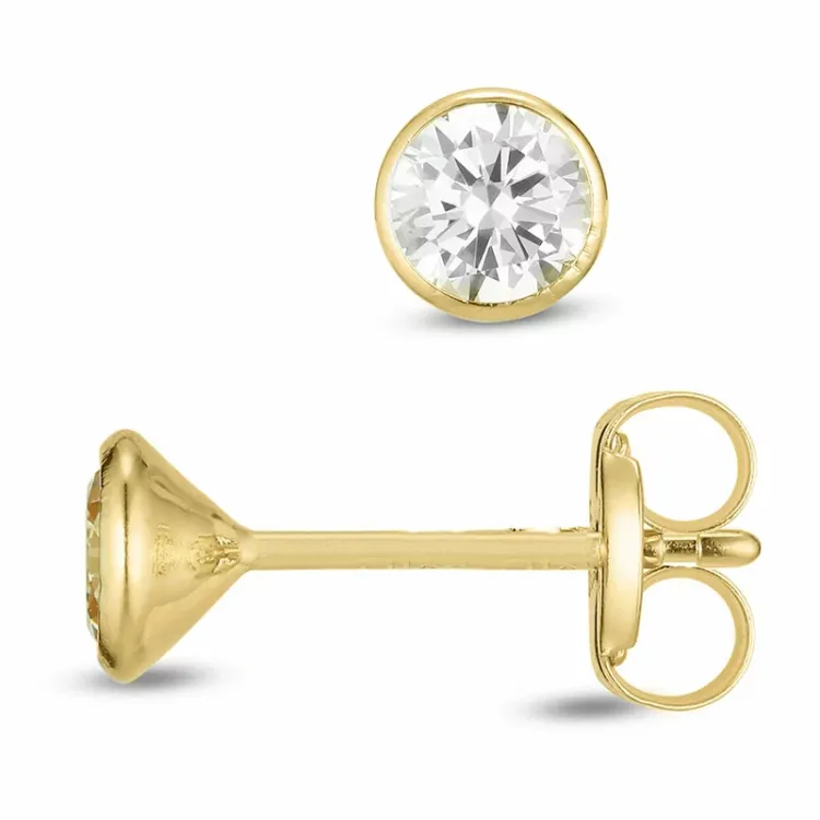 4 mm örhängestift i 9 karat guld med zirkon - Gold Collection